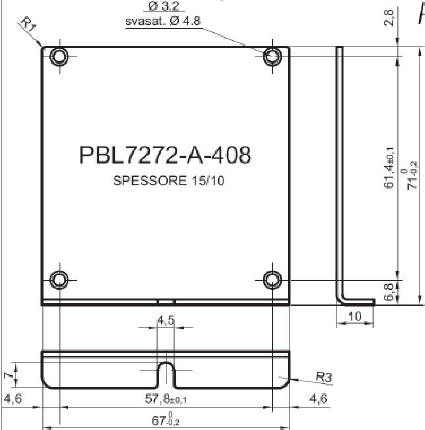 Panneau en L standard en aluminium pour art.7272